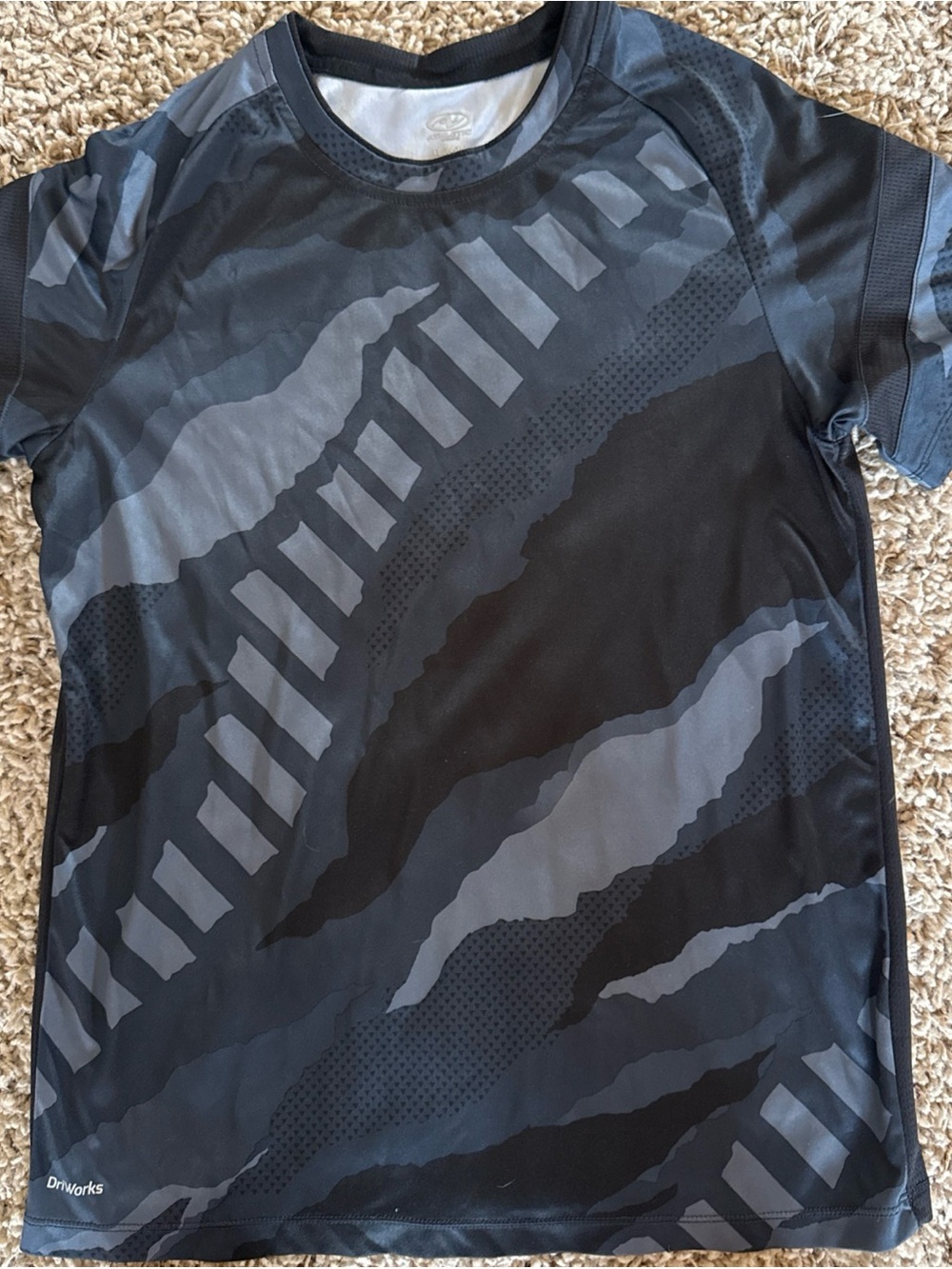 Athletic Works Black & Charcoal Performance Short Sleeve Tee